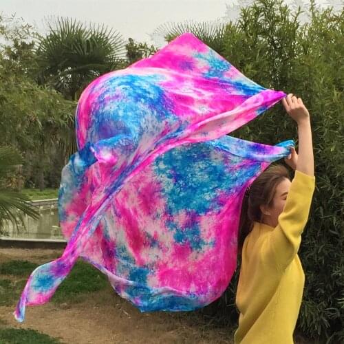 2016 New dyed 100% real silk Vels for bellydancing sexy multi-Colors mixed dancing silk Veil 2.5M size