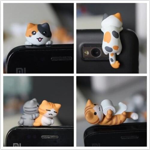 Wholesale kpop kawaii original quality Chis cat Anti dust plug for cell phone ks cute anime ear jack earphone cap mix style
