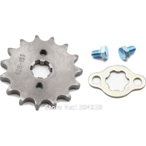 Front Engine Sprocket 15 Tooth Fit Mini Dirt Bike Go Cart Kart 17mm 428-15T 428 Chain