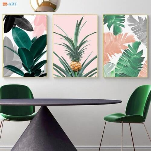 Monstera Leaf Print Poster Botanical Wall Art Canvas Painting Minimalist Scandinavian Nordic Decoration Home Kitchen Decor