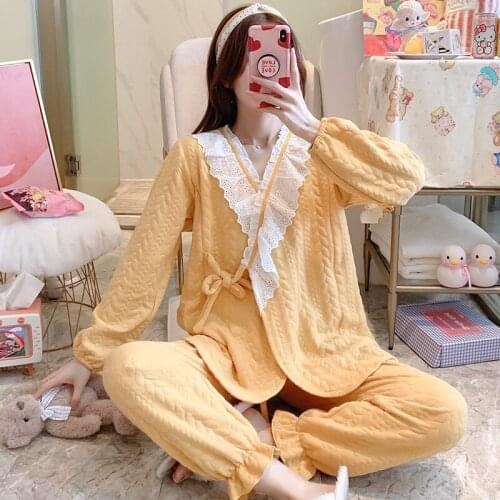 Maternity Pajama Long Sleeve Tops&Pants Two-piece Suits Pregnant Women Pregnancy Breast Feeding Pajamas Suits Home Clothes