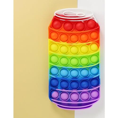 Rainbow Coke Can Drink Simple Fidget Toy Push Bubble Stress Sensory Toy Relief Anti-stress Hand Game Toys for Children
