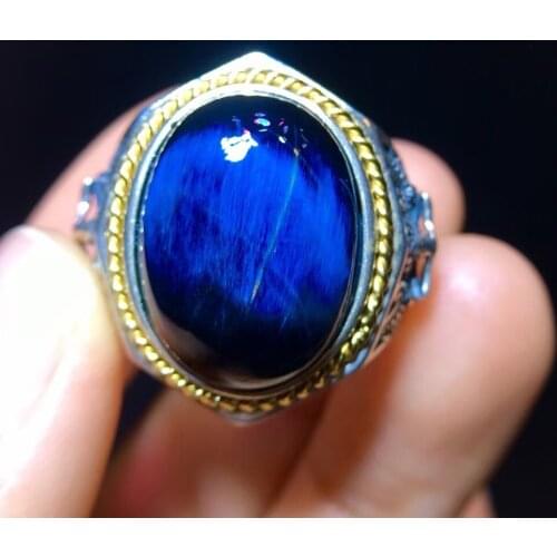 Namibia Natural Pietersite Yellow Light Adjustable Ring 19.5/8.9mm Chatoyant Woman Rare 925 Sterling Silver AAAAA