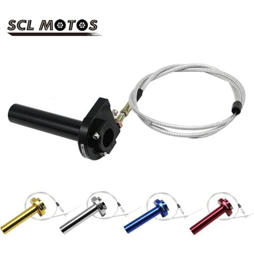 SCL MOTOS 22mm 7/8" Aluminum Motorcycle Throttle Twist Grip Throttle Knob Gas Grip With Cable For Motorcycle Pit Dirt Bike