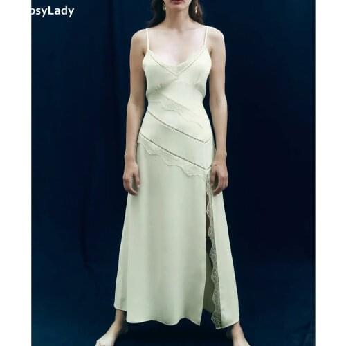 GypsyLady Sexy Lace Strappy Dress V-neck Summer Holiday Maxi Dresses for Women Backless Split Casual Chic Ladies Female Dresses