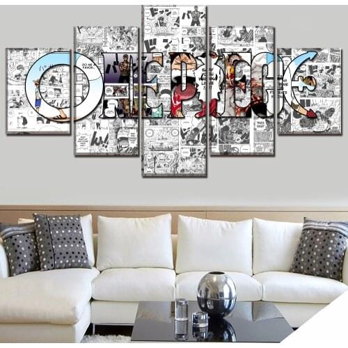 Modern Artwork Top-Rated Canvas Print Painting 5 Pieces Anime One Piece Artistic Poster Logo Picture Wall Art Home Decorative