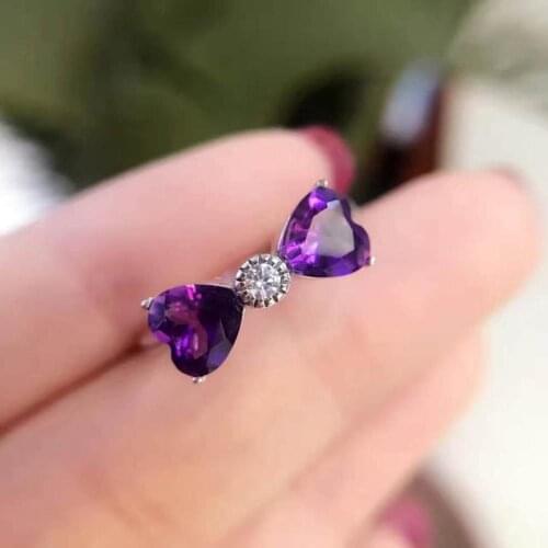 Natural And Real amethyst ring, 925 silver Ring, gemstone, authentic color, clean Pure