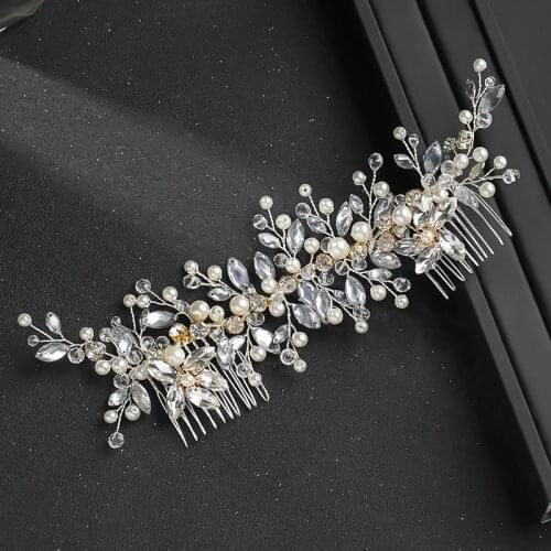 Rhinestone Hair Clip Headband Bride Tiara Wedding Hair Accessories For Women Pearl Rhinestone Tiara Headband Headpiece