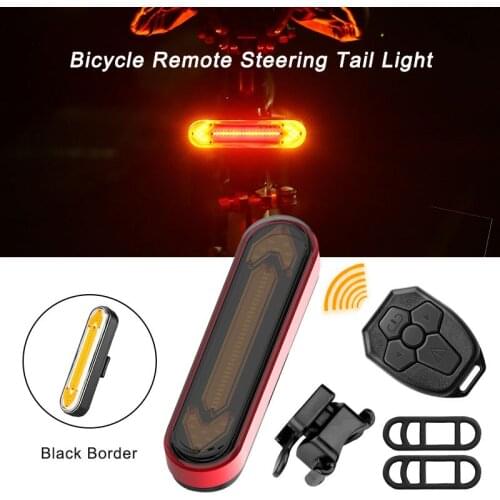 Bicycle USB Rechargable tail light Adjustable wireless remote control LED turn signal Waterproof bike night riding warning light