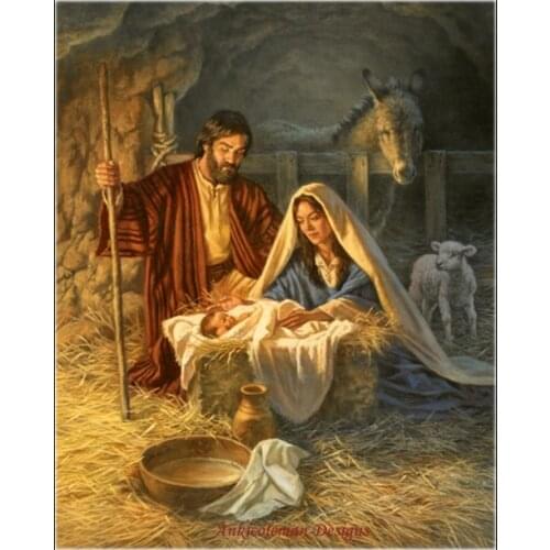 Needlework for embroidery DIY French DMC High Quality - Counted Cross Stitch Kits 14 ct Oil painting - Birth of Jesus