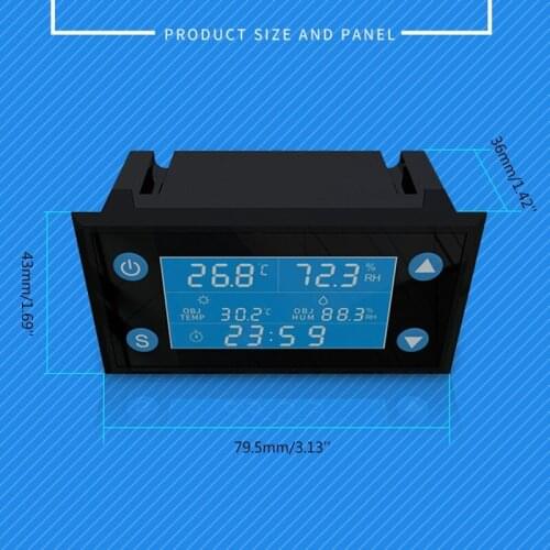 W1212 AC 220V LCD Digital Temperature Humidity Controller Timer SHT20 Sensor Probe for Incubator Aquarium Thermostat AC