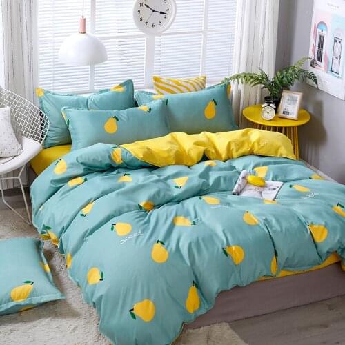 Yellow Pear Blue Double Sided Luxury Comforter Bedding Set AdultFashion Modern King Queen Twin Size Bed Linen Duvet Cover Set