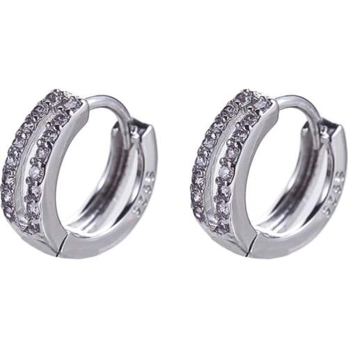 1Pair Piercing Double Row Crystal Sqaure Charm Hoop Earring For Women Wedding Earing Jewelry Accessories