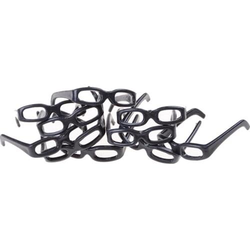 10pcs/set Mini Plastic Black Glasses For Dolls Accessories