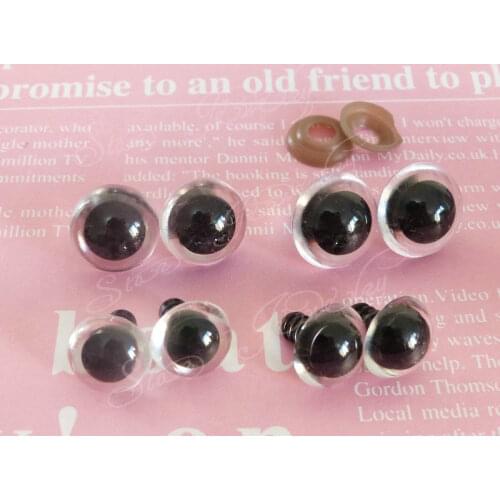 100pcs plastic clear crystal safety toy eyes & soft washer ---15mm/16mm/18mm/20mm-size option