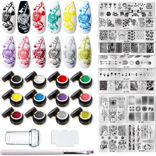 14/15/26PCS/SET Nail Stamping Gel Polish Varnish Colorful UV Stamping Plates Printing Polish Gel Set Nails Gel Kit Nail Art