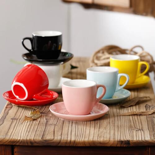 200ml New Bone China Glossy and Matte Coffee Cup and Saucer Custom Logo Cappuccino Mocha Thick Flower Cup