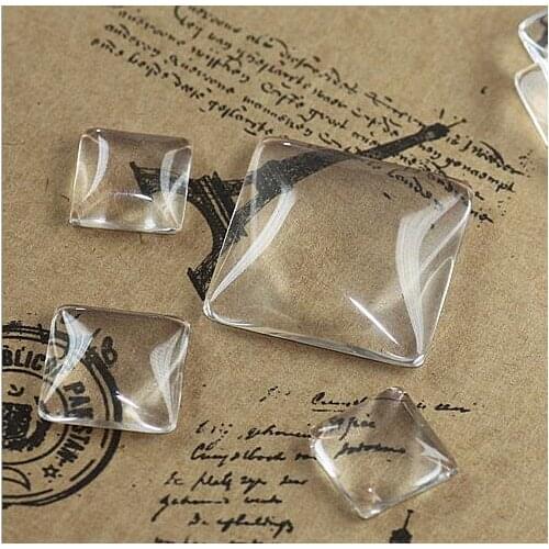 200pcs/lot DIY 12mm 16mm 18mm 20mm 25mm Square Clear Round Glass Dome Cabochons Cameo for Cufflinks Tie Clips Rings