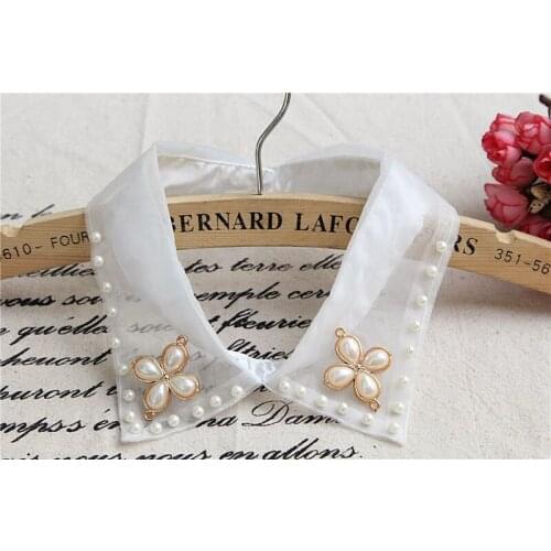 2015 colorful vivi magazine false maxillary crystal shirt collar summer crystal flower tube organza chain collar shirt wholesale