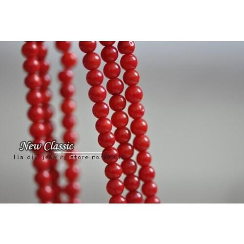4MM 200Pcs Red Natural Coral Loose Bead Strands Genstones Jewelry Beads Accessory