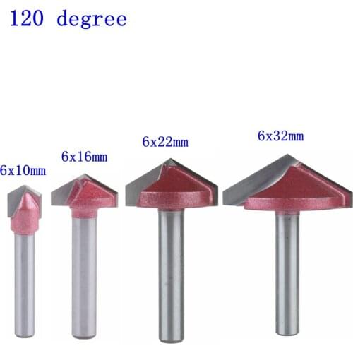 4pc 120Degree 6mm V Bit CNC solid carbide end mill 3D Router Bits for Wood tungsten woodworking MDF milling cutter