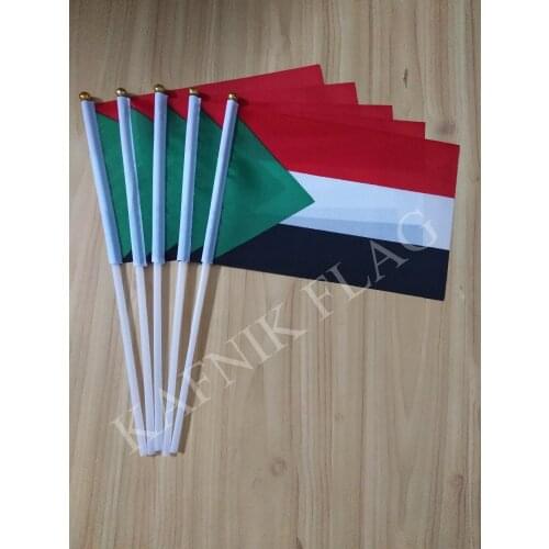 KAFNIK,5pcs 14*21cm sultan Small hand Flags National hand Flag with Pole for advertisement decoration, free shipping