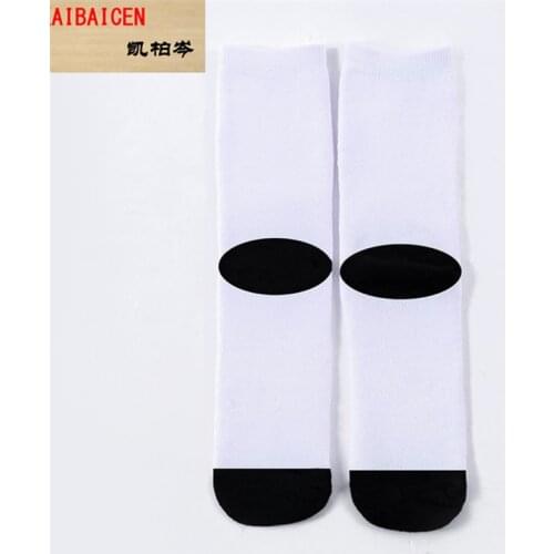 50pcs/lot New style printing sublimation blank White socks with black soles For Sublimation INK Print about 39-41cm
