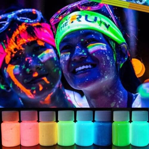 8 Colors Super Bright Luminous Epoxy Resin Pigment Glow in The Dark Liquid Colorant Body Art UV Body Paint Set Each 15g