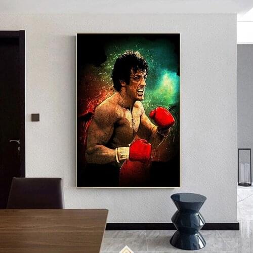 Abstract Rocky Balboa Boxing Bodybuilding Canvas Painting Posters and Prints Wall Art Motivational Picture for Home Decoration
