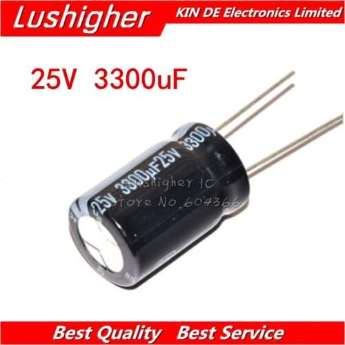 5PCS 25V3300UF 16*25mm 3300UF 25V 16x25 mm Aluminum Electrolytic Capacitor