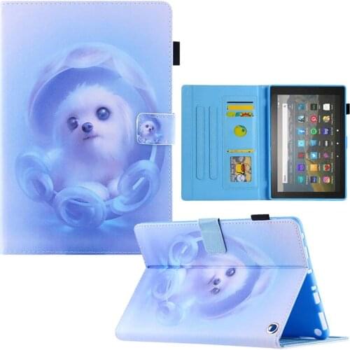 Case For Amazon Fire HD 10 2021 / Fire HD 10 Plus 2021 10.1" Cartoon Cat Dog Pu Leather Cover