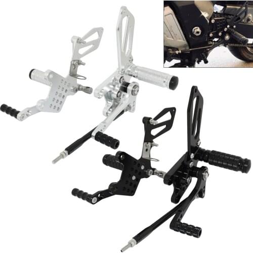 Black Adjustable Rearset Footrests Foot Rest Pegs Pedal For SUZUKI GSXR GSX-R 600 GSX-R600 GSXR600 2000 2001 2002 2003 2004 2005