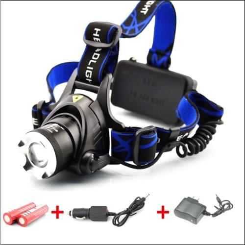 DHL 100pcs/lot Zoom Led Headlight XM-L T6 LED 2000LM Led Head Lamp Light