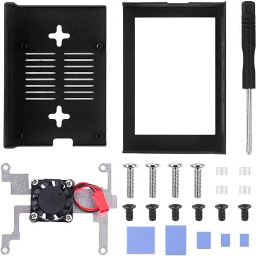 For Raspberry Pi 4B Metal Casing with Cooling Fan Can Be Installed with 3.5-Inch Display Metal Casing