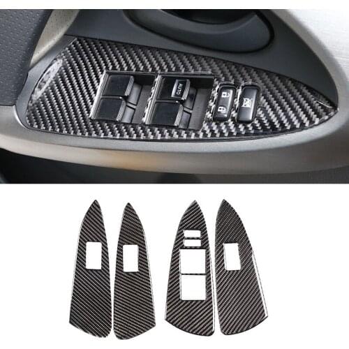 For Toyota Rav4 RAV 4 2006 2007 2008 2009 2010 2011 2012 Carbon Fiber Car Door Window Lift Switch Frame Cover Inner Trim