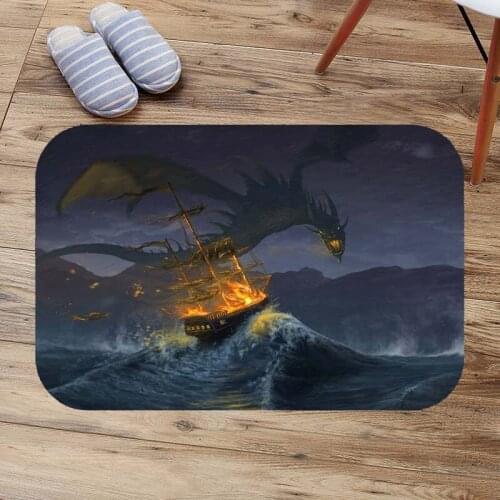 Viking Dragon Head Ship doormat for entrance door custom bath bathroom rugs anti skid mats for living room bedroom kitchen use