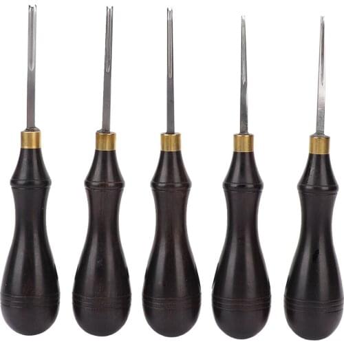 0.6/0.7/1.3/1.8/2.25 Mm Leather Edge Creaser Steel Blade Ebony Blackwood Handle DIY Leathercraft Marking Tool