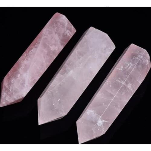 3pcs Pink Crystal Column Single-pointed Hexagonal Crystal Column Stone 5-6CM Decorative Stone For Home Desk Table Decor