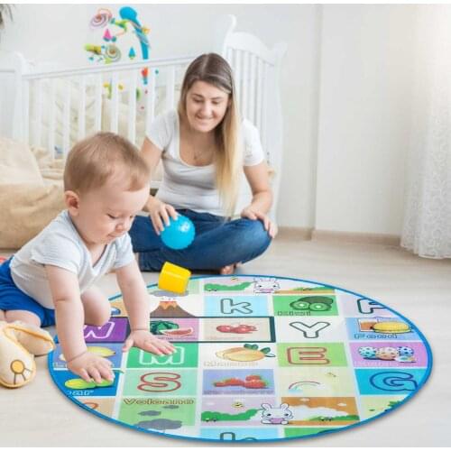 Round Kid Play Rug Mat Non-Slip Fruit Alphabet ABC Educational Learning Rug Childrens Mat For The Nursery Baby Play Mat Toys