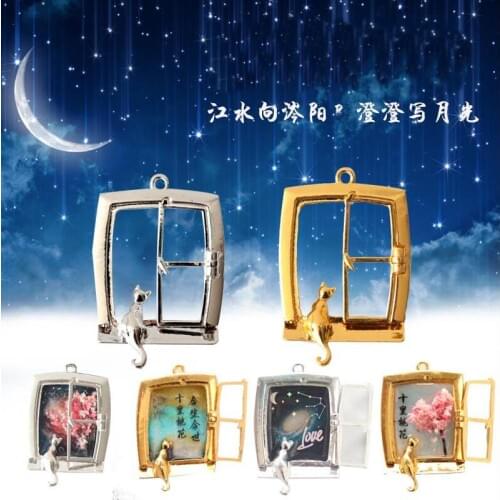 Cat Metal Frame Pendant Gold Charm Bezel Setting Cabochon Setting UV Resin Charm Jewelry Making Findings