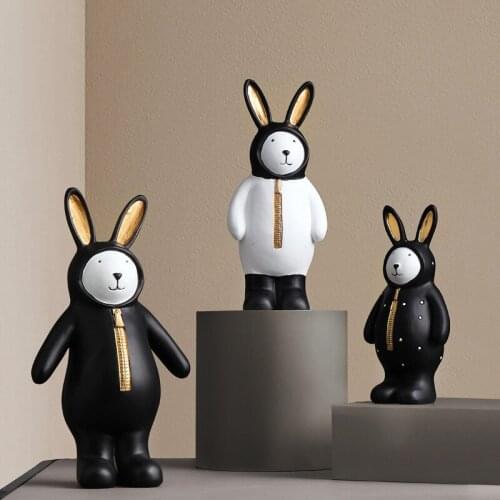 Cute Creative Fox Elephant Rabbit Toys Art Crafts Resin Figurine Home Office Desktop Decoration Animal Ornament Sculpture