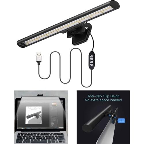 Computer Monitor Light USB Powered Desktop PC Eye Caring LED Screen Lamp Bar Dimmable Adjustable Brightness Kids Bedroom Office