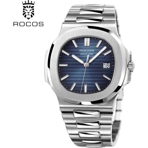 ROCOS Mens Automatic Mechanical Watches Classic Waterproof Steel Strip WristWatch Luxury Casual Elegant Sports Watch R0139