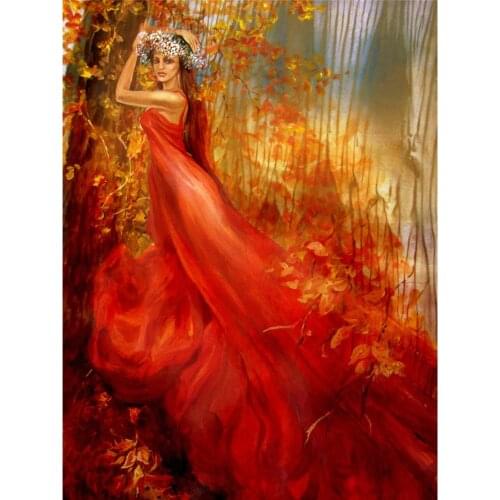 Woman Umbrella Printed 11CT Cross Stitch Embroidery Set DMC Threads Handicraft Sewing Craft Knitting Counted Promotions