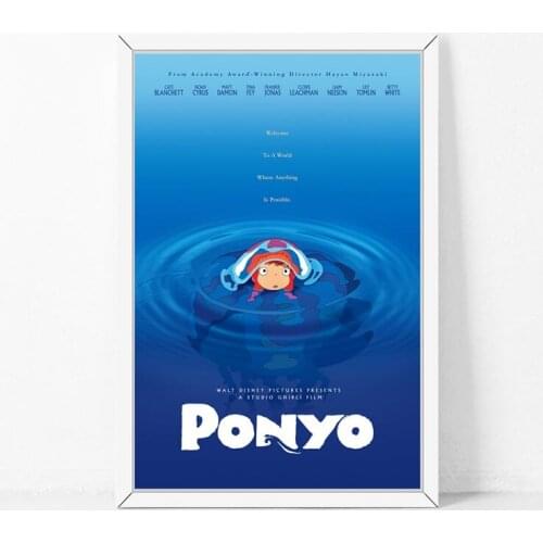 Wall Art Poster Ponyo on the Cliff Modular Pictures Miyazaki Hayao HD Printed Classic Cartoon Canvas Painting Home Decor Bedroom