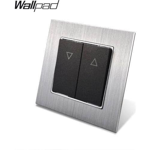 EU 2 Button Curtain Wall Switch with Claws Wallpad 10A AC Silver Satin Schuko Push Button Curtain Window Reset Momentary Switch