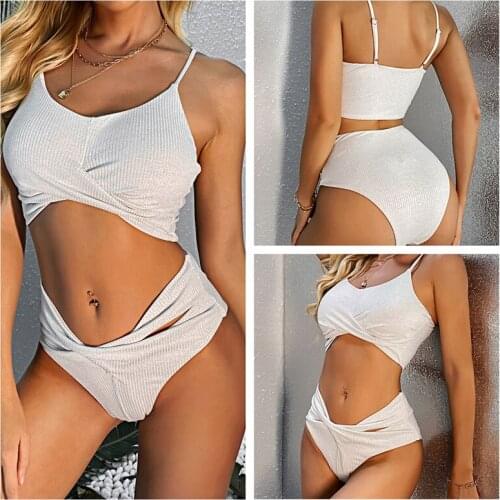 Meihuida 2021 New Swimwear Women Sexy Bikini Set Solid Color Sparkling Two Pieces Bikini Swimwear Swimsuits Beach Wear