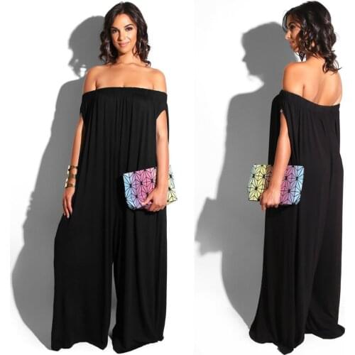 New Style White Fashion Women Jumpsuits Sleeveless Slash Neck Sexy Loose Elegant Nightclub Party Romper J1489