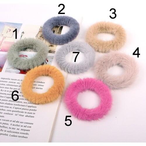 Scrunchie Women Winter Soft Faux Fur Plush Elastic Hair Band Ponytail Holder Sweet Scrunchy Headband Tail Accessories 0911B