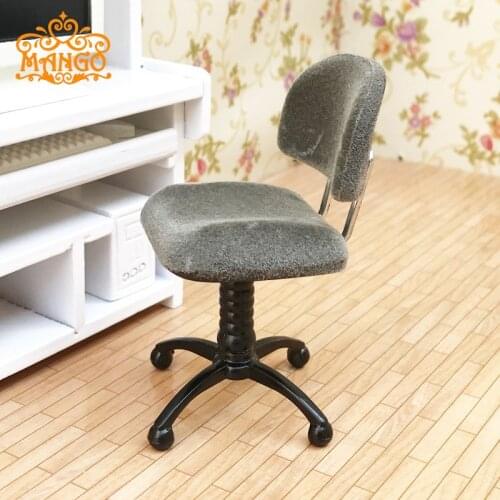 Plastic 1/12 Miniature Fluffy Revolving Chair Tulip Chair Desk Chair Model Dollhouse Life Scenes Decor